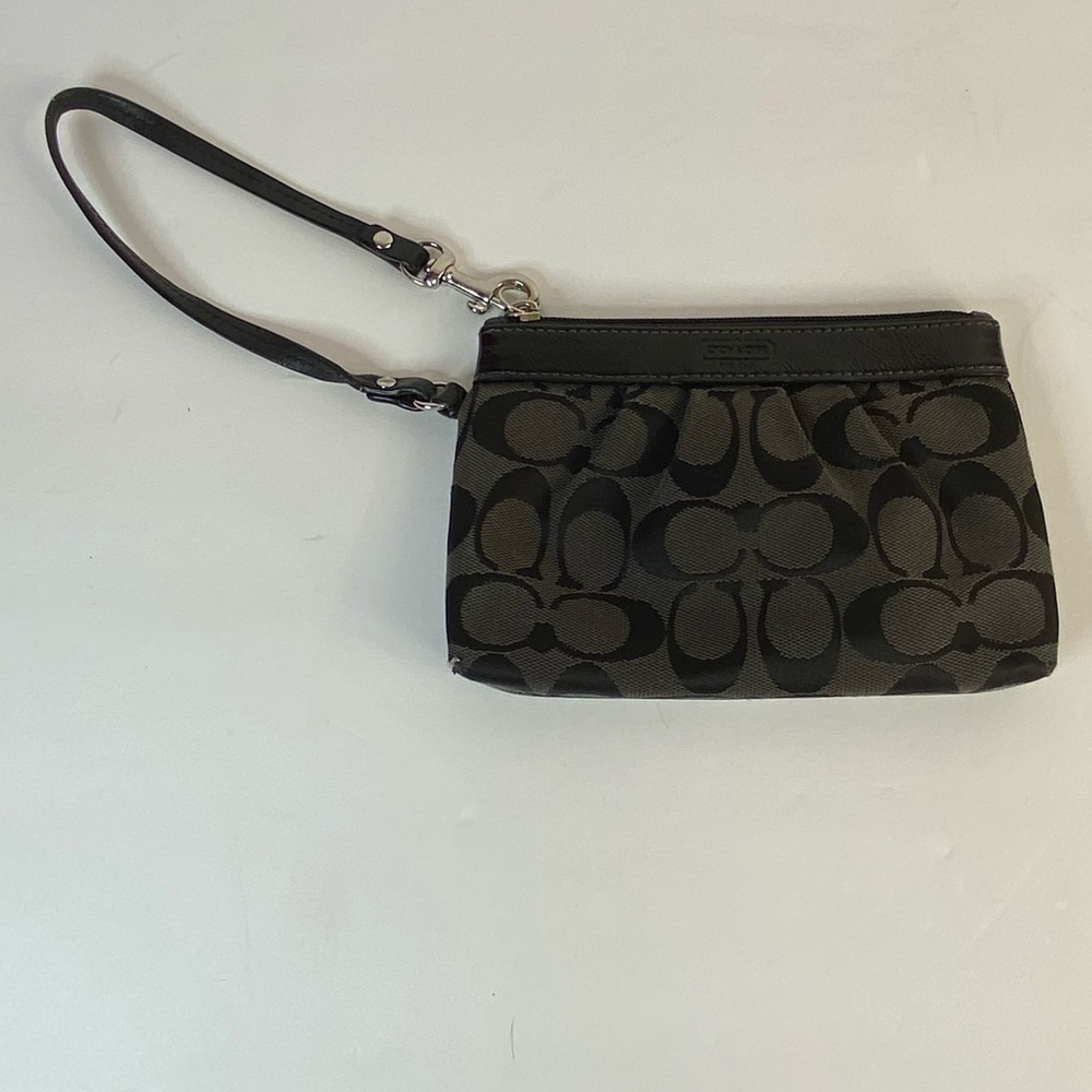 Coach Black Signature Canvas Wristlet